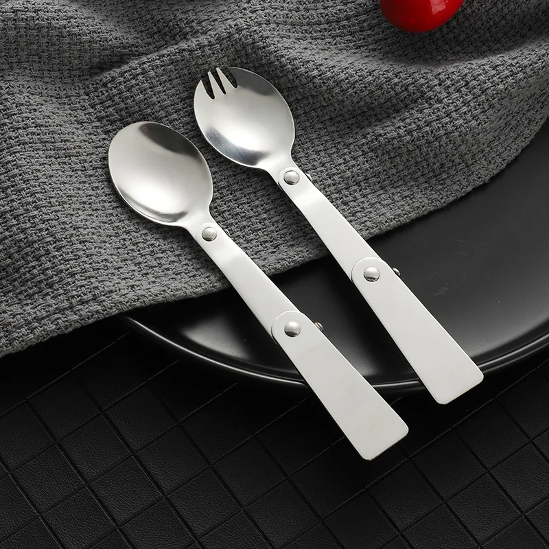 

304 Stainless Steel Folding Spoon Fork Outdoor Tableware Camping Travel Cutlery Foldable Picnic Soup Coffee Tea Spoons Kitchen