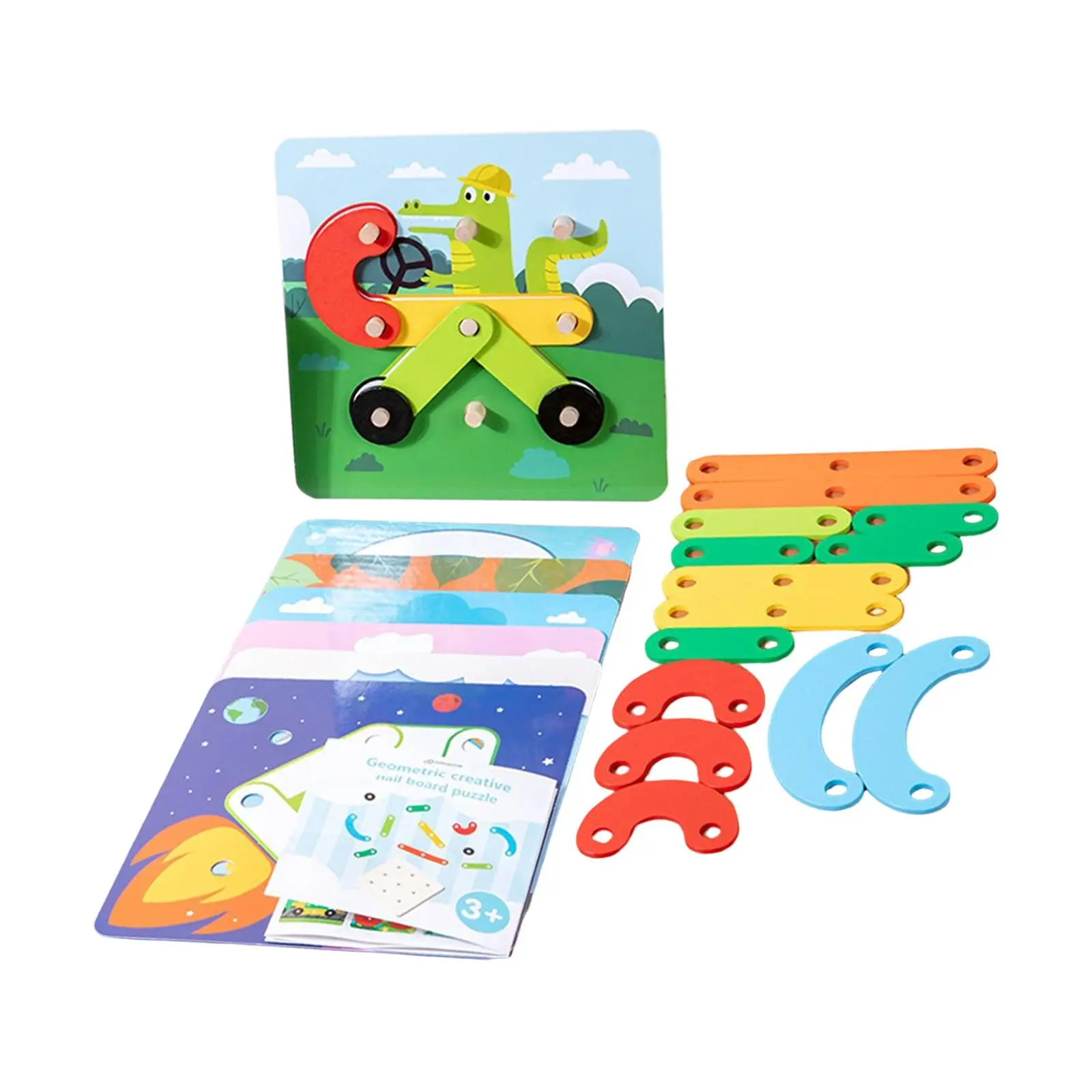 

Wooden Puzzle Sorting and Fine Motor Skill Color Recognition Stacker for