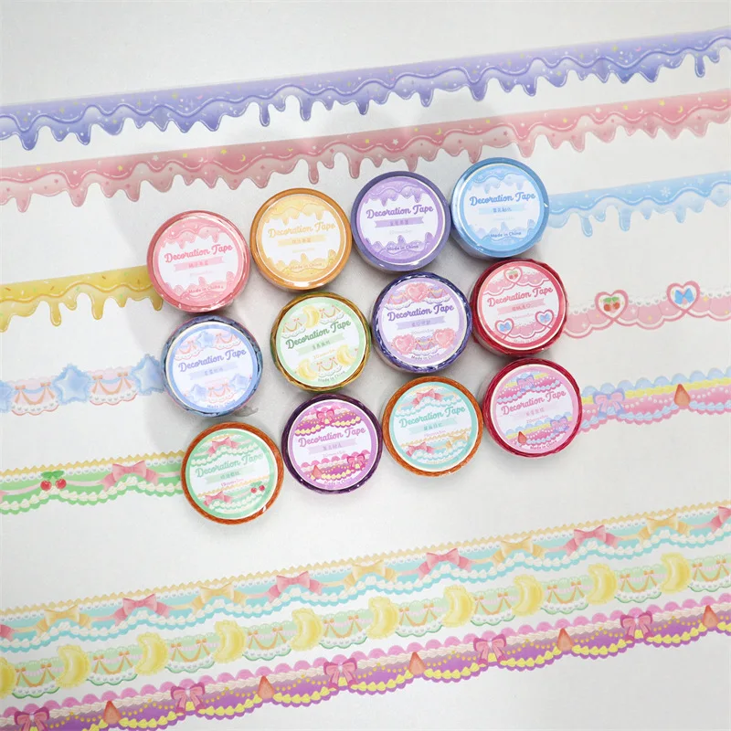 

Korean ins Kawaii Melted Cream Washi Tape Scrapbooking Gradient Lovely Border Photo Album Diary Sticker Landscaping Tape