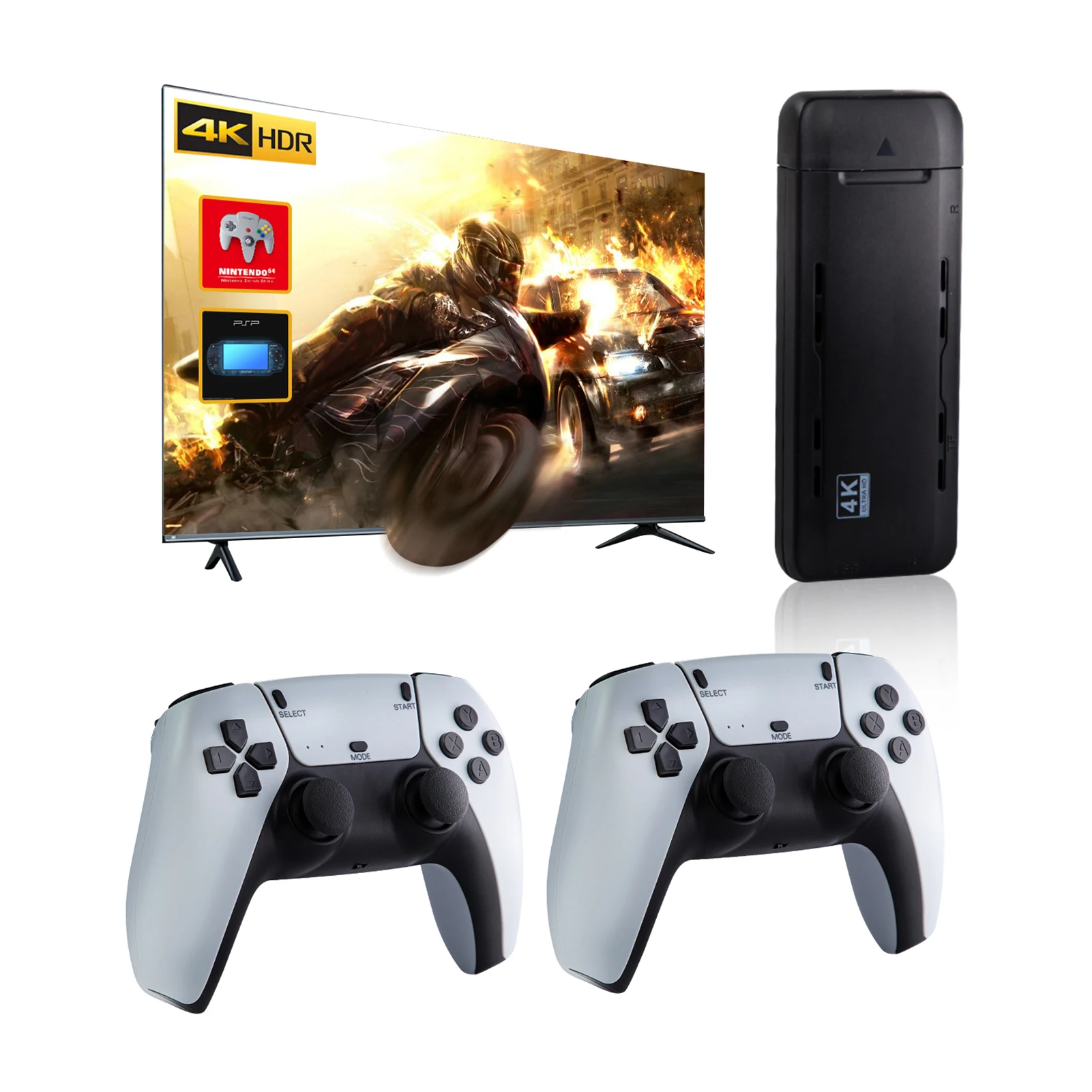 

USB Retro Game Console 4k Compatible For H-DMI Output Video Game Console Built-In 10000 Classic Games With 2 Wireless