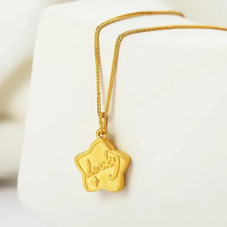 Высокое качество золотые украшения на шею настоящее золото 9999 24-каратное