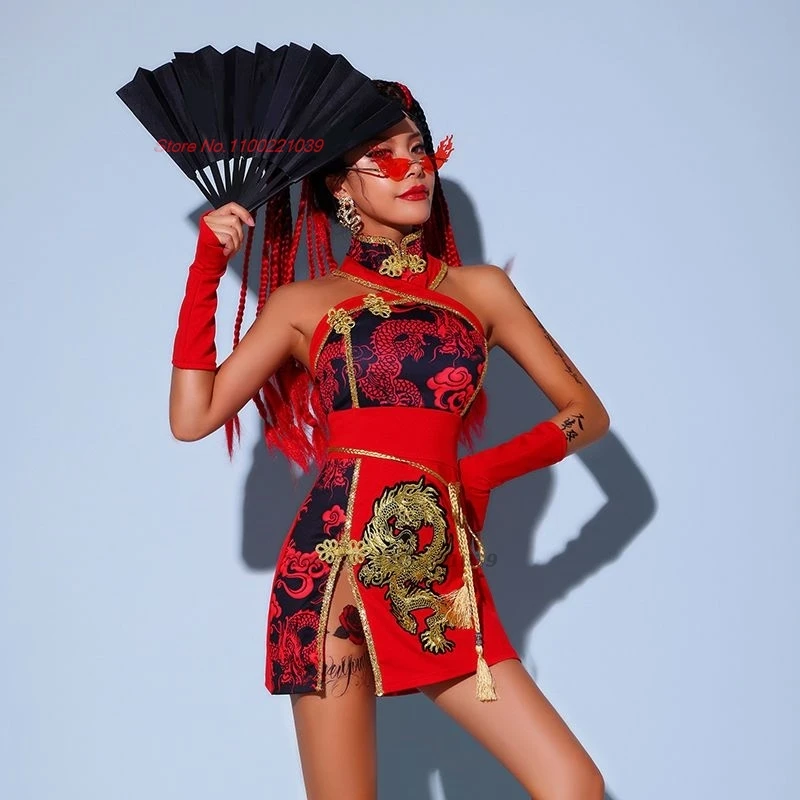 2024 китайский национальный костюм с принтом дракона джазовый танцевальный
