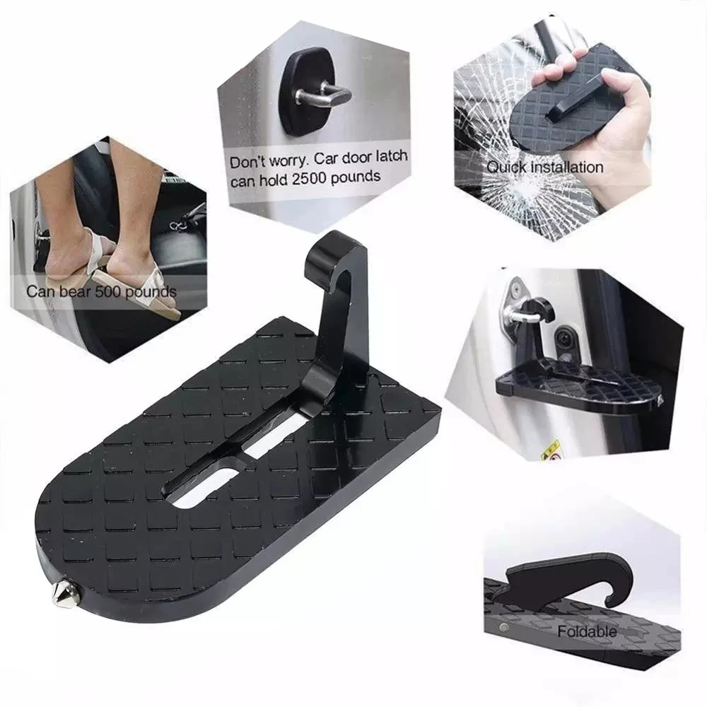 

Foldable Car Door Step Pedal Car Roof Rack Step Multifunction Universal Vehicle Latch Hook Stepping Ladder Safety Hammer