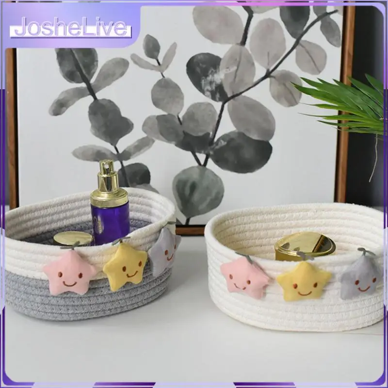 

Multifunctional Storage Basket For Nursery Toys Baby Kids Star Desktop Rope Baskets Bathroom Clothes Cotton Thread Small Basket