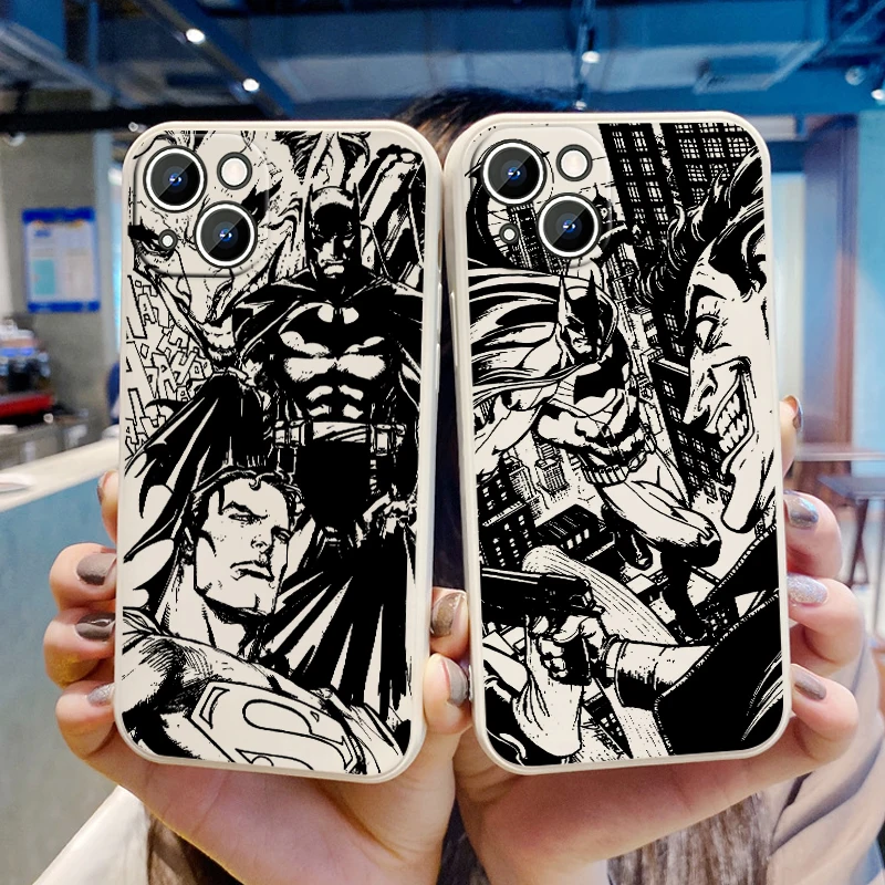 

Black Batman Superman Clown For Apple iPhone 14 13 12 11 Pro Max Plus XS XR X 8 7 SE Liquid Rope Phone Case Cover Funda