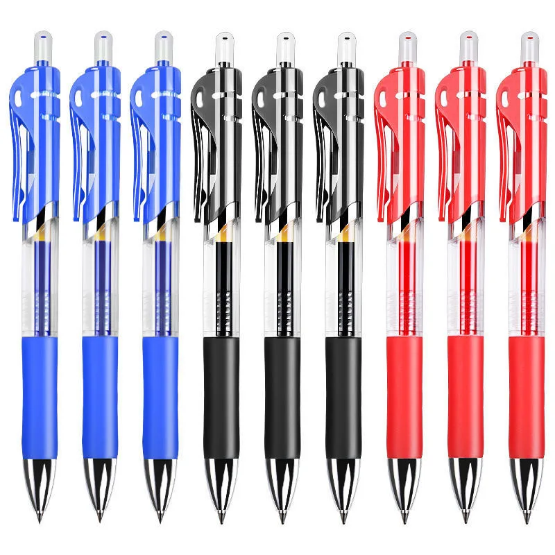 

Набор ручек с выдвижной гелевой ручкой, 0,5 мм, Черная/красная/синяя, шариковая ручка большой емкости, сменные стержни, стержень, школьные и оф...