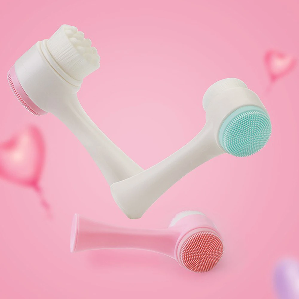 

Double-sided silica gel cleansing brush soft fiber cleansing brush portable facial massage skin care tool