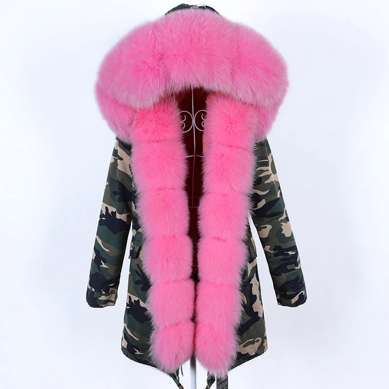 maomaokong winter Women's jacket 2022 female natural Real fur coat fox fur collar jacket long parka Women's clothing