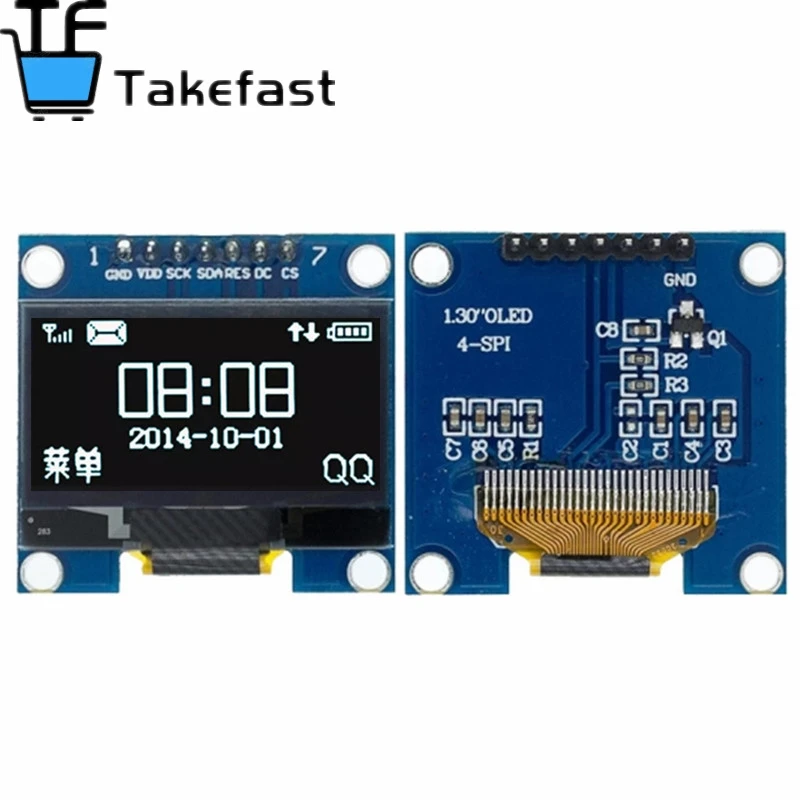 Органический модуль светодиодного дисплея 1 3-дюймовый белый/синий SPI/IIC I2C