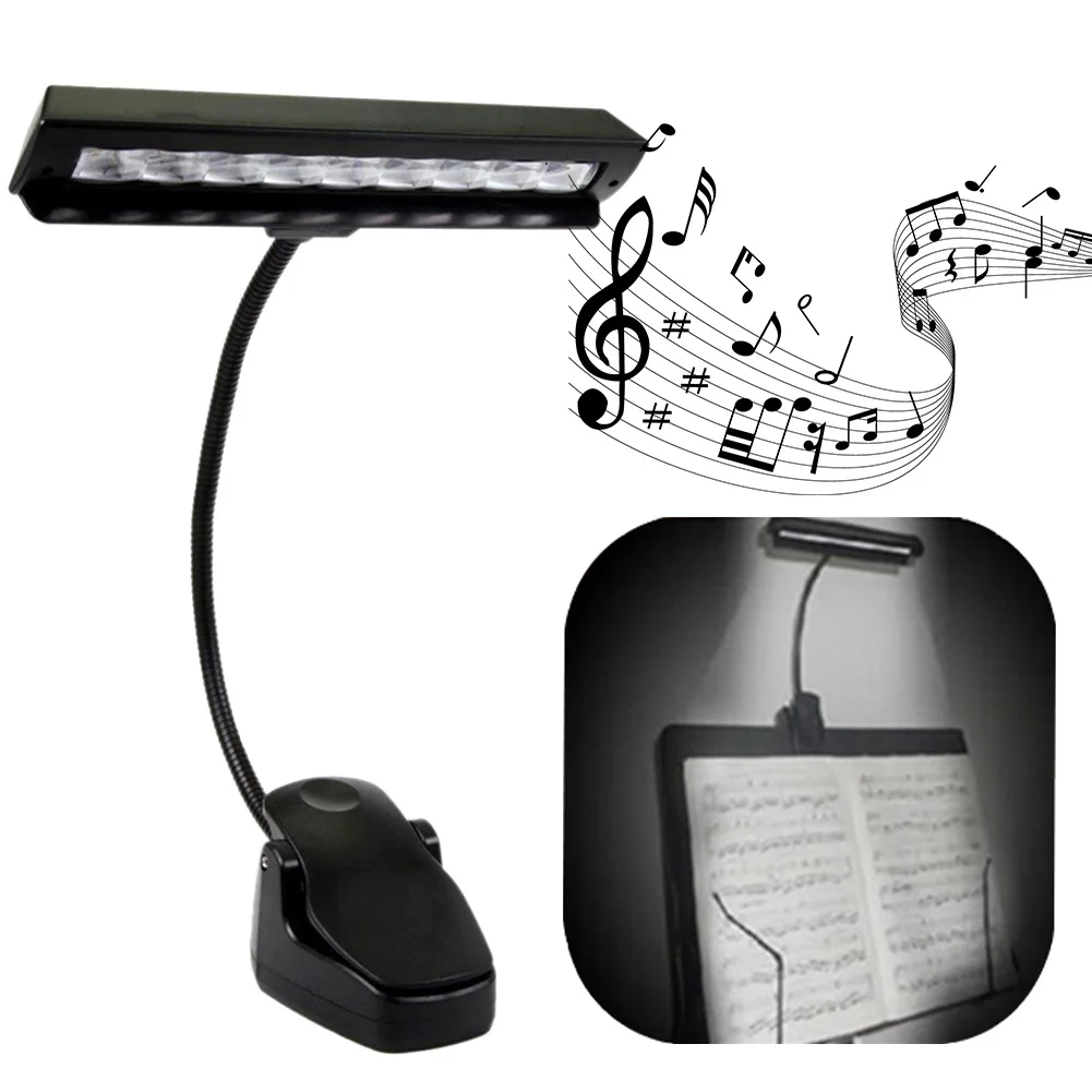 

Bedroom Music Stand Orchestra With Adapter 9 LEDs Black Clip On Flexible Reading Portable Piano Lamp