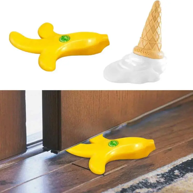 

Door Stopper Funny Decorative Wall Protector Creative Banana Or Ice Cream Design Wedges Anti-collision For Bottom Of Wooden Door