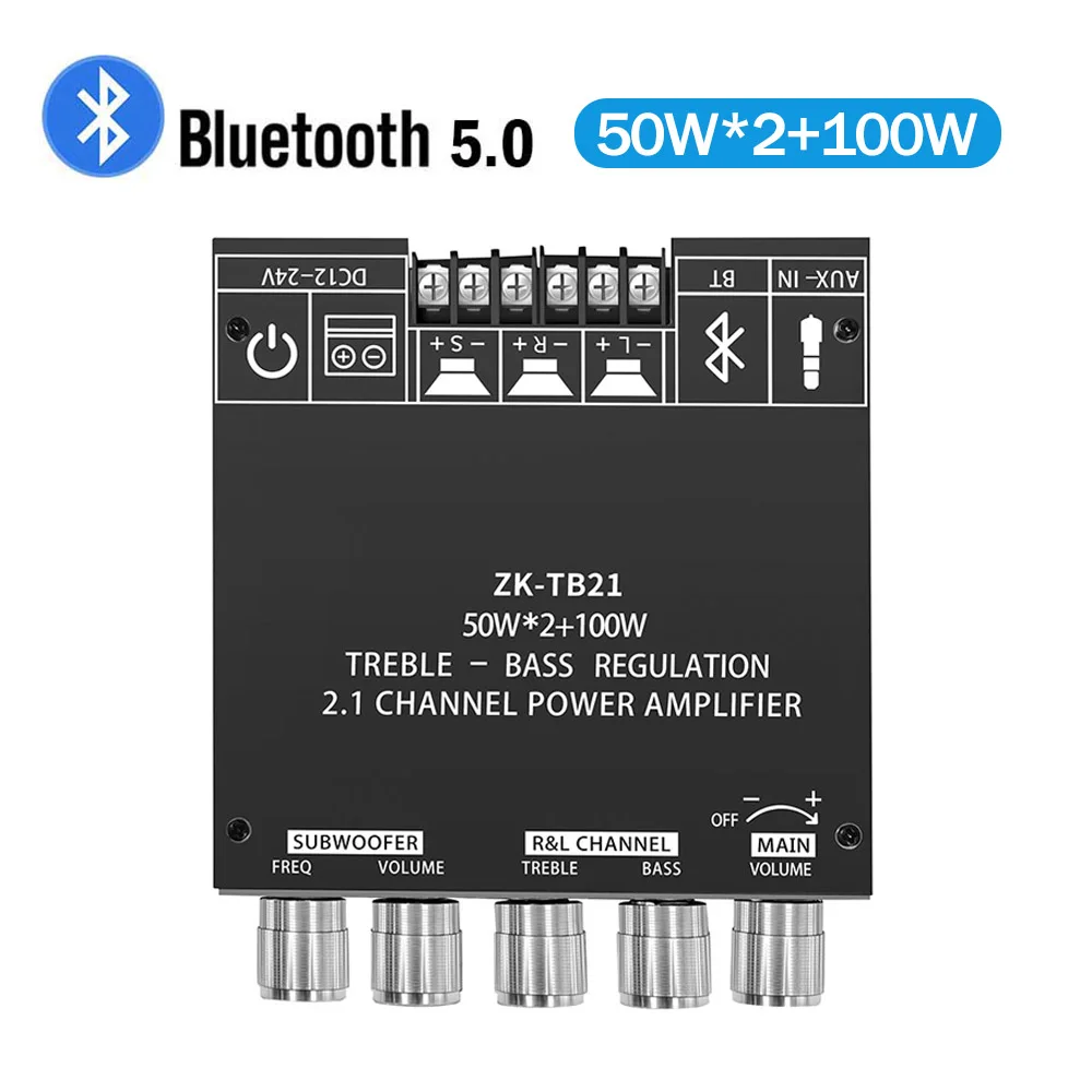 TPA3116D2 bluetooth 5.0 ZK-TB21 Subwoofer Amplifier Board 50W*2+100W 2.1 Channel Power Audio Stereo Bass AMP