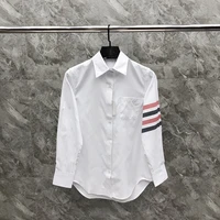 tb tnom mens boutique shirt fashion brand red 4 bar stripe casual cotton oxford slim custom spring autumn tb shirt size s 4xl