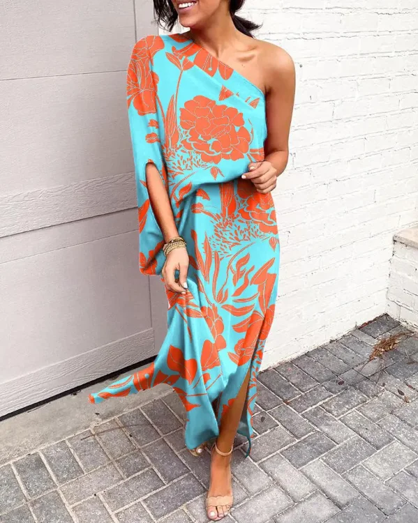 Новинка лета 2022 женские длинные платья с ботаническим принтом Платье макси одним