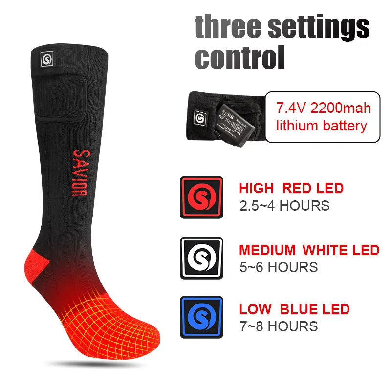 

SNOW DEER Ski Heated Socks Men Women Winter Rechargeable Electric Motorcycles Meias Camping Bicycles Calefactor With Battery