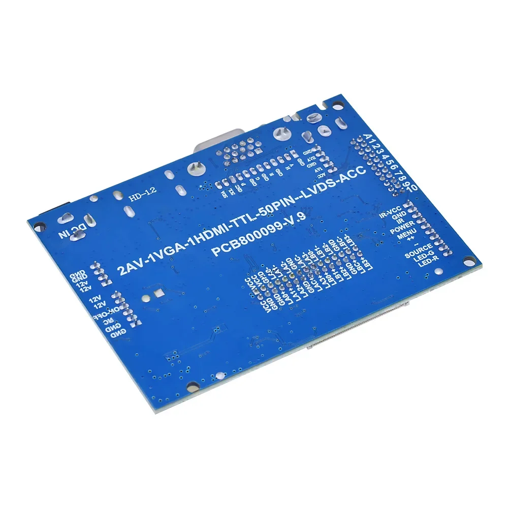 Фото Универсальная плата контроллера ЖК-дисплея PCB800099-V.9 с интерфейсами TTL 50pin, LVDS 30pin и поддержкой HD MI, VGA, AV. №3