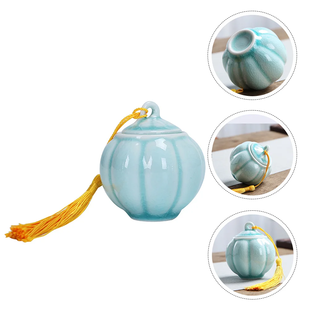 

Tea Canister Jar Ceramic Pumpkin Container Can Mini Tin Seasoning Loose Flour Coffee Bean Dispenser Pot Storage Shape Grain