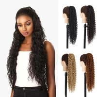 3032inch long kinky curly ponytail synthetic drawstring ponytail chip in hair extension organic clip in wrap around ponytail