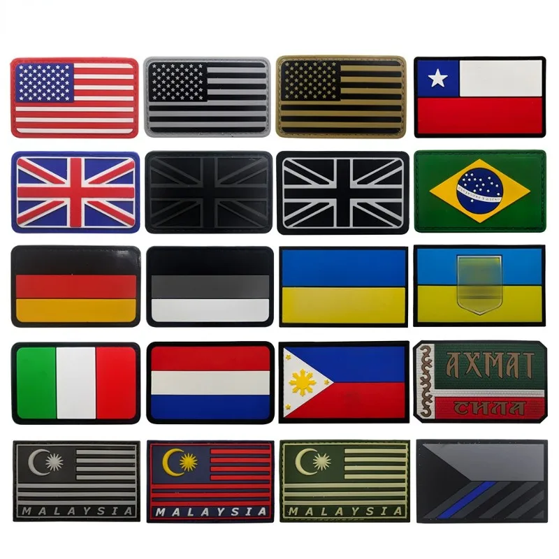 

3D PVC Flag Patches France Brazil Britain Ukraine Russia Morale Badge Military Outdoor Backpack Hook and Loop Tactical Armband