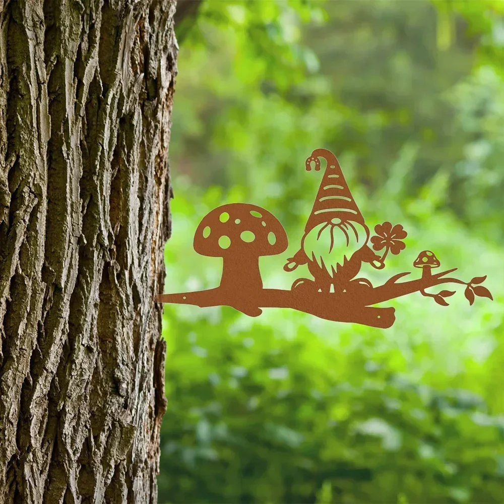 Великолепное украшение в виде гнома с металлической веткой для вашего сада —