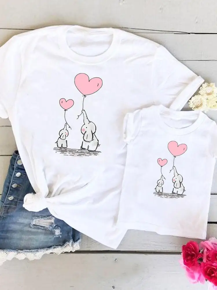 

Family Matching Outfits Elephant Sweet Animal Women Love Kid Child Summer Mom Mama Mother Tshirt Tee T-shirt Clothes Clothing