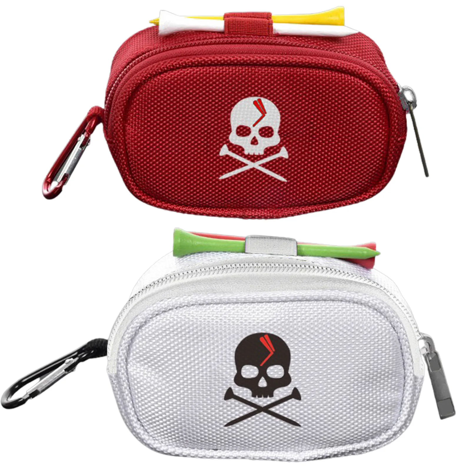

Skull Golf Ball Pouch Bag Durable Polyester Golf Sleeve Practice Ball Bag Keychain Golf Storage Bag Portable Golf Zipper Handbag