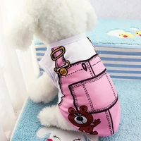puppy outfit pet suspenders cute cartoon print design skin friendly sweat absorption soft cotton dog casual clothes for dog
