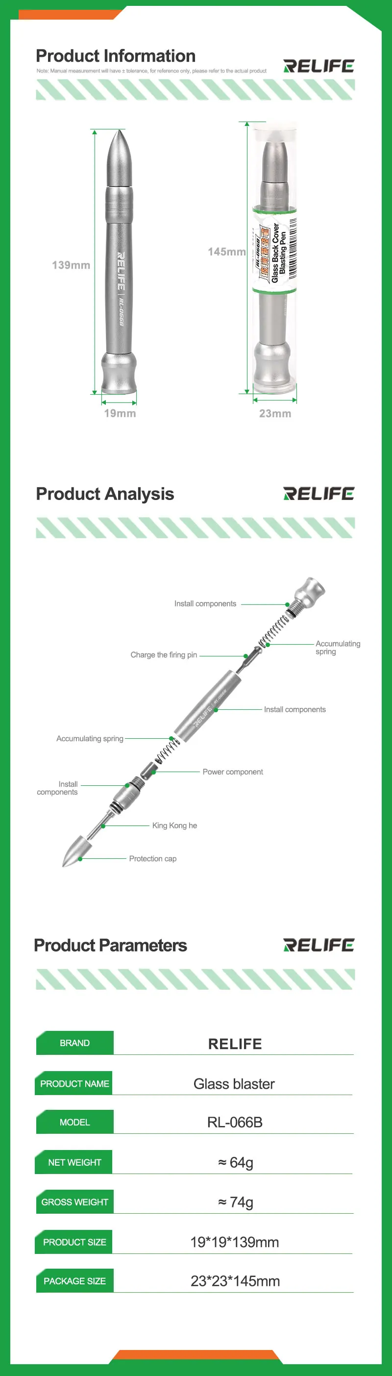 Relife RL-066B ручка для пескоструйной обработки стеклянной задней крышки IP HW P/Mate
