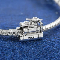popular 925 solid silver beads charms 2021 graduation doctorial hat fit pandora original bracelet women diy jewelry gift