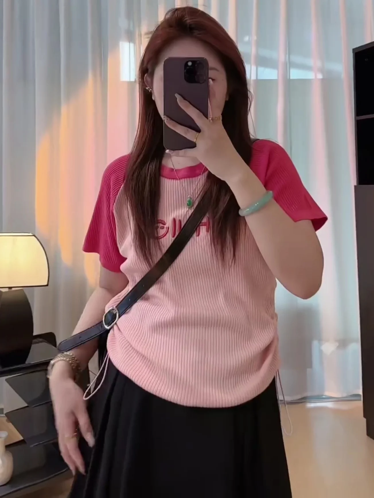 Женская футболка с коротким рукавом и кулиской в американском стиле |