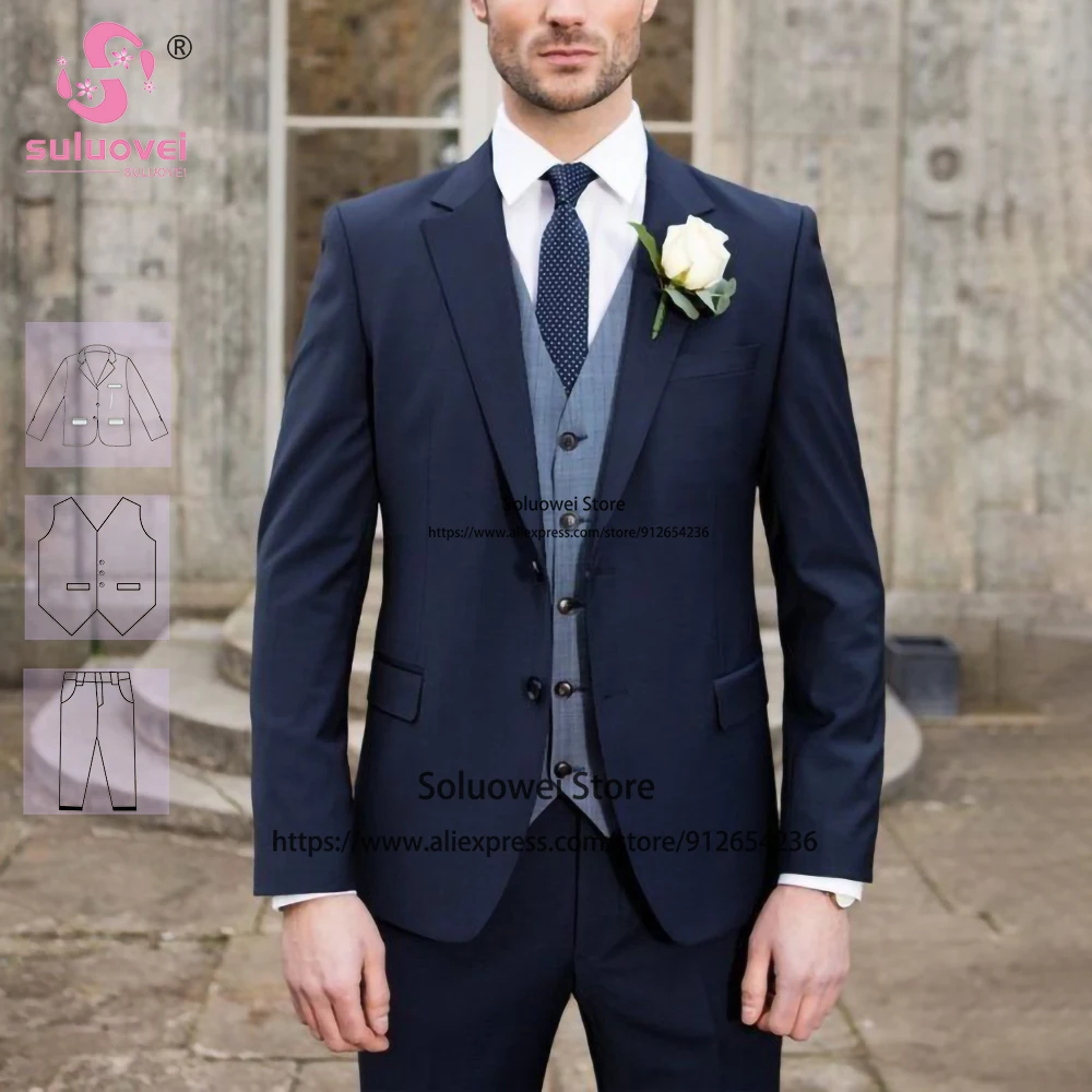 Модные свадебные костюмы для жениха мужчин облегающий комплект из 3 предметов с