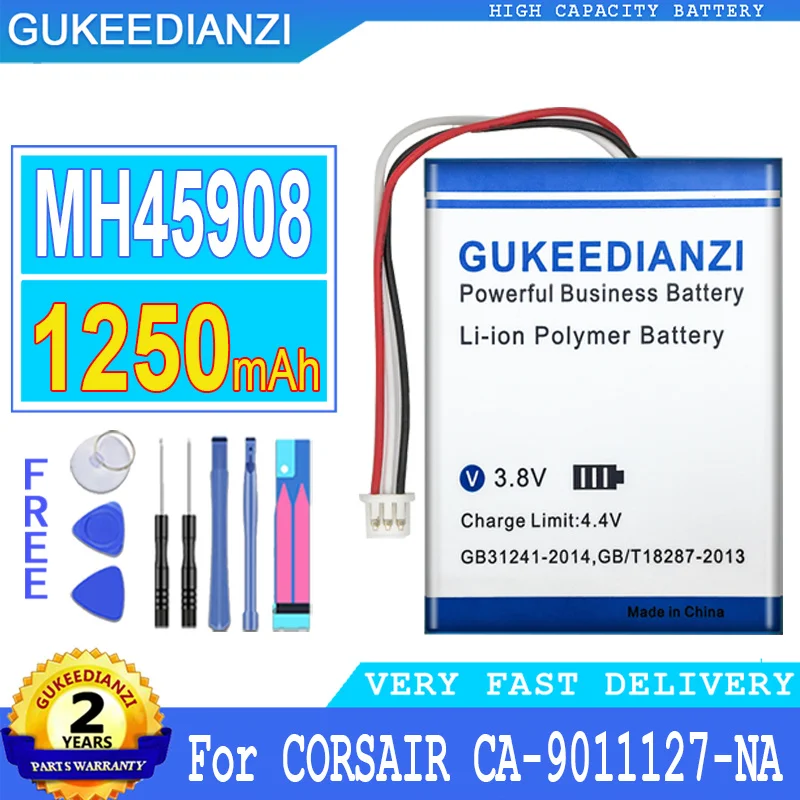 1250 мА · ч аккумулятор GUKEEDIANZI MH45908 для CORSAIR CA-9011127-NA 9011136-AP для Garmin H2100 Dolby 7,1 Беспроводная игровая MH45908