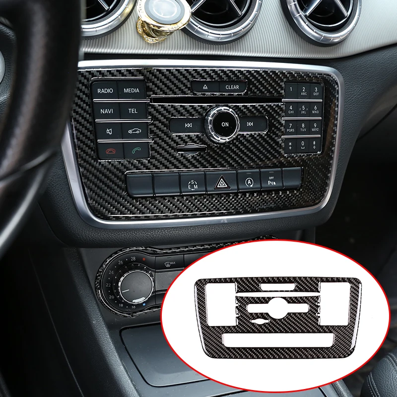 

For Mercedes Benz GLA CLA A Class W176 C117 X156 2015-18 Accessories Car Center Console CD Decoration Sticker Real Carbon Fiber