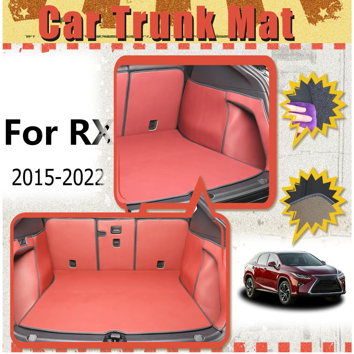 Для LEXUS для RX 2015-2022 коврик в багажник автомобиля с полным окружением утолщенный