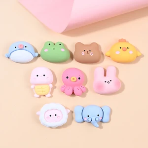 10-50Pcs Resin Cartoon Animals Sheep Rabbit Frog Bear Kawaii Flatback Miniature Cream Glue Diy Hairpin Earrings Crafts Materials