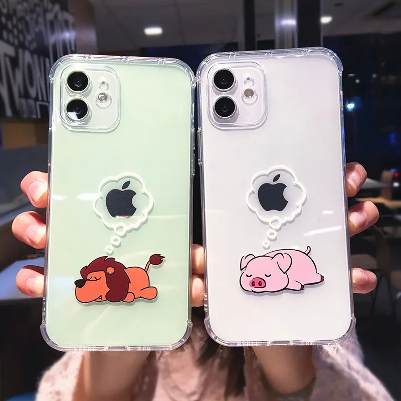 

Creative Kartun Panda Animal Phone Case For iPhone 11 12 13 Pro Max Clear Shockproof Lens Protection For iPhone X XS XR 7 8 Plus