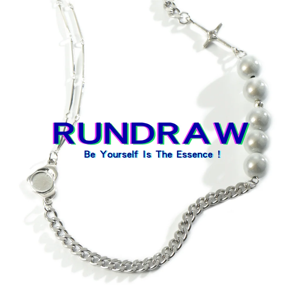 

Rundraw Fashion Silver Color Women Asymmetric Pearl Heart Clavicle Chain Pendant Fashion Necklace Party Gifts Necklace
