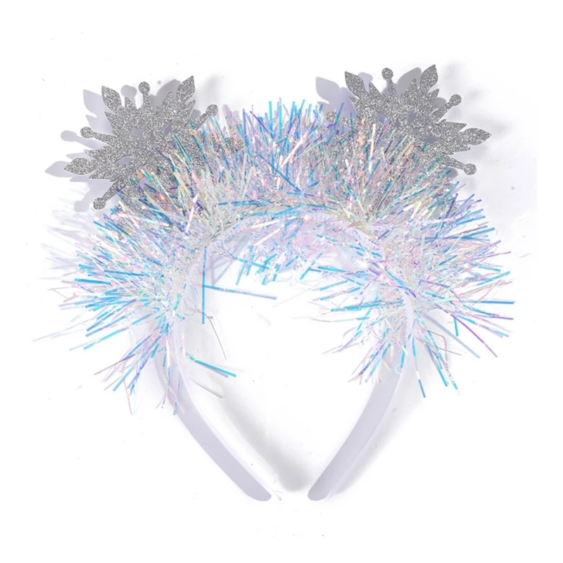 

28TF Y2K Shinning Snowflake Shape Hair Hoop Live Broadcast Headband Party Headwear