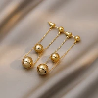 2022 new golden colour ball tassel drop earrings for woman korean fashion jewelry party neo gothic girls unusual ear accessories