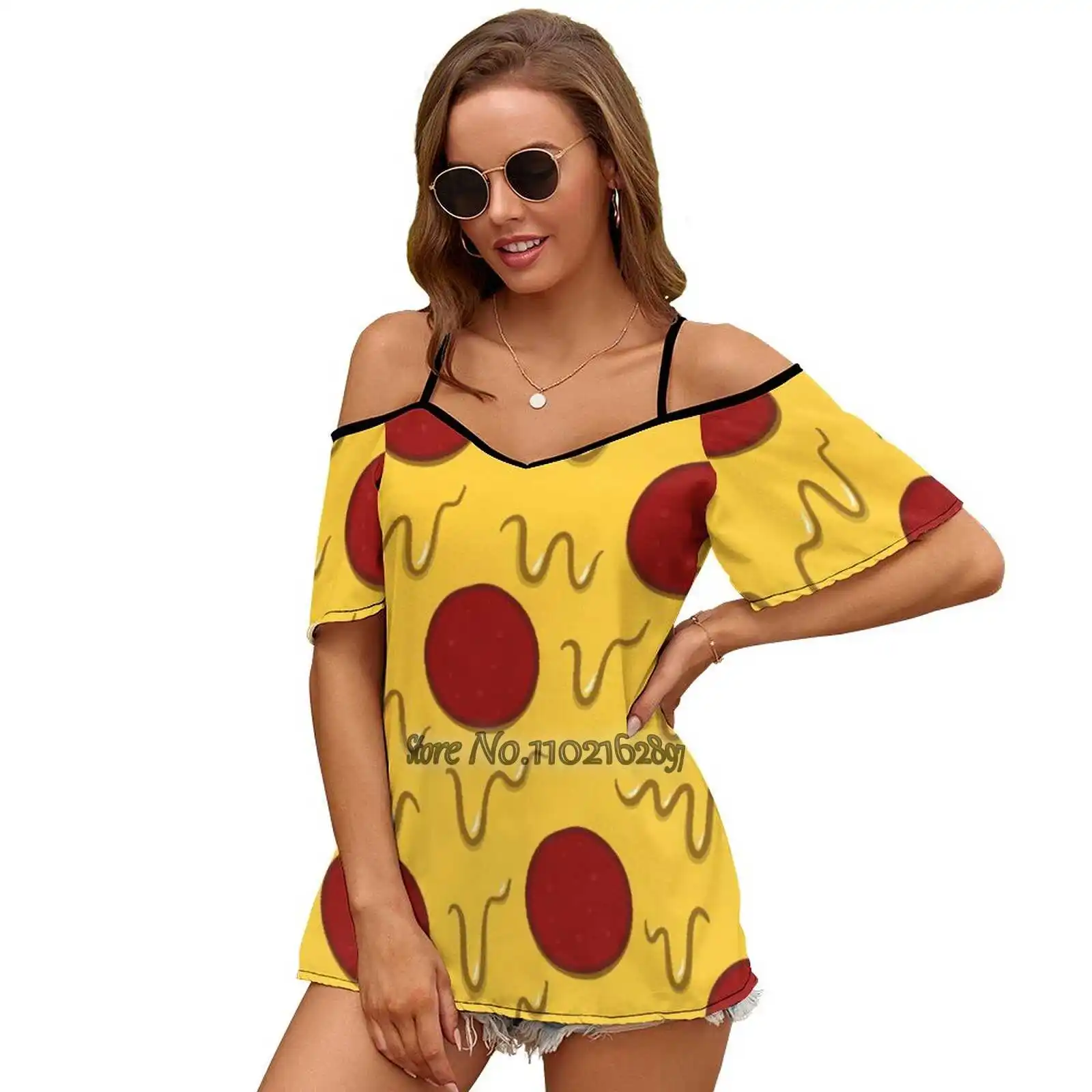 Женский жилет без рукавов с принтом Повседневная Уличная кофта пиццей сыром и