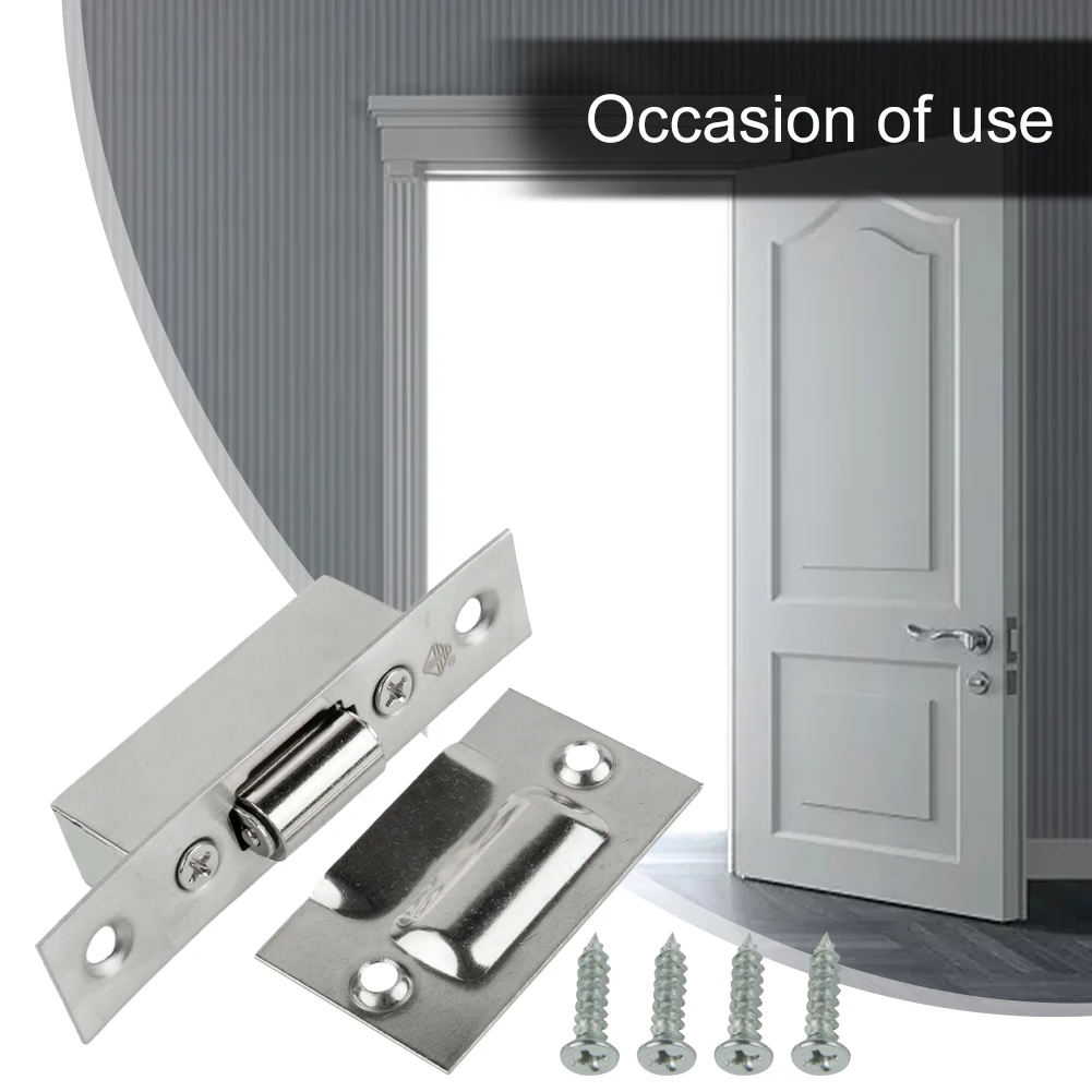 

Door Lock Door Latch Household Hardware Accessories 90x19mm Door Bolt Button Door Latches Easy To Install Silver
