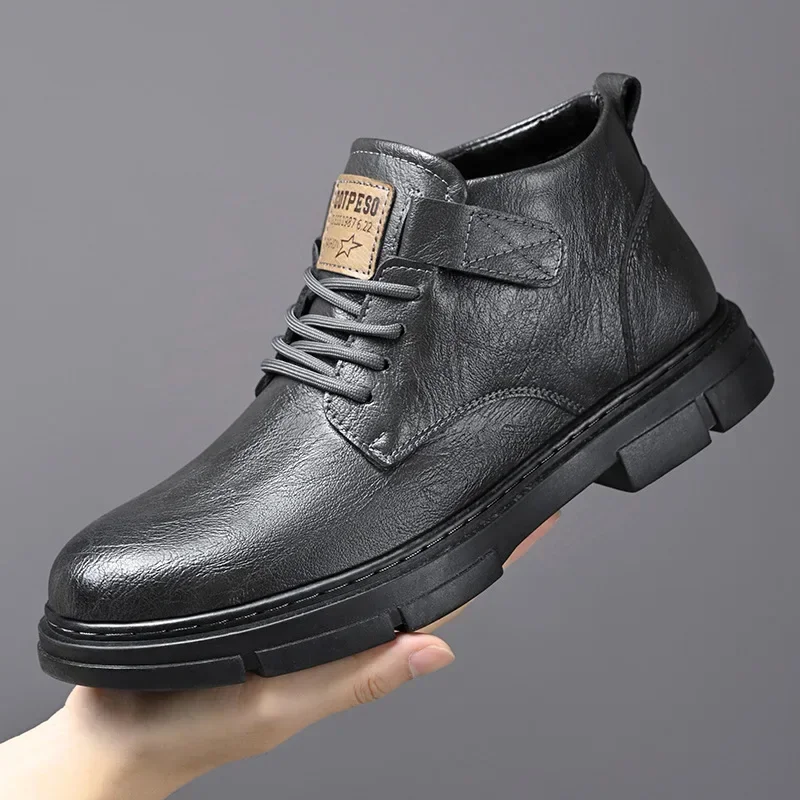 

Winter Men's Leather Boots New Fashion Trend British Style Mature Short Boots Walking Workwear Shoes Luxury Classics 2024