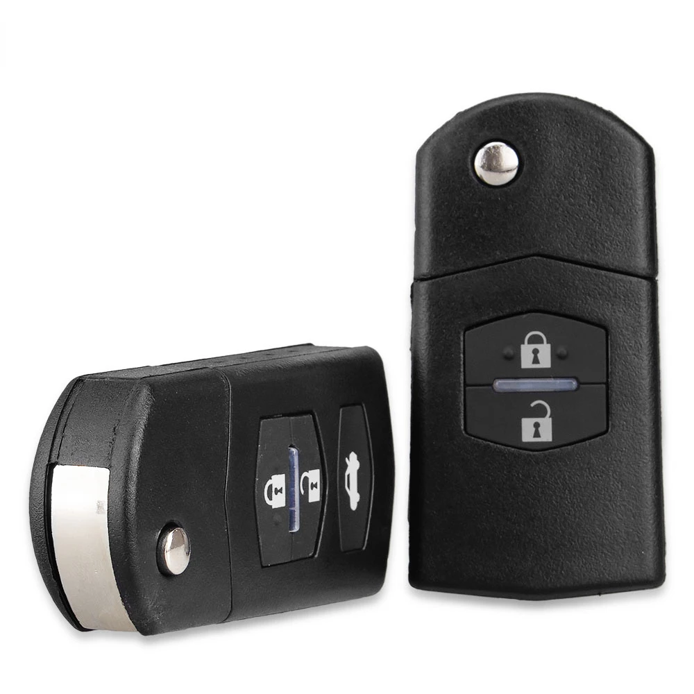 

2 Button Remote Key Fob Shell Case Folding Flip With Uncut Blade For Mazda 3 5 6