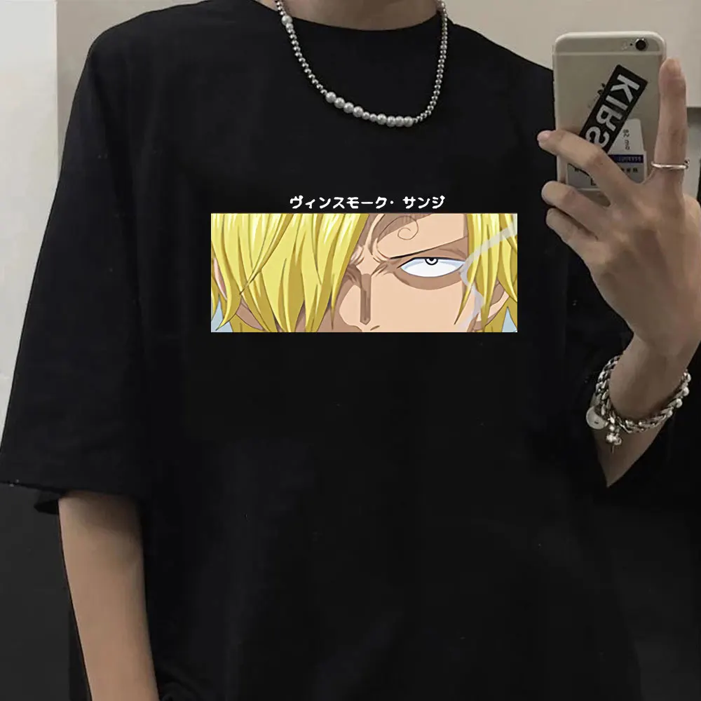 

One Piece Anime Sanji T-shirt Vintage Fashion Summer Oversized Cotton Men's Clothes Harajuku Crewneck T-Shirts Streetwear Tops