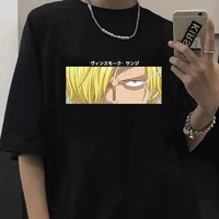 one piece anime sanji t shirt vintage fashion summer oversized cotton mens clothes harajuku crewneck t shirts streetwear tops
