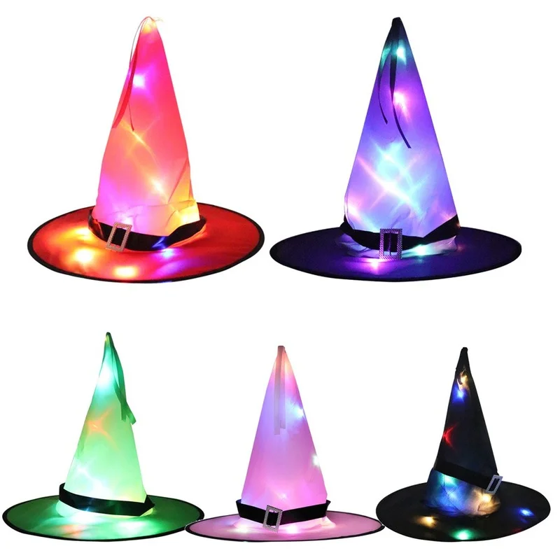 

Со светодиодной подсветкой ведьма ха т волшебник со шнурком украшения можно повесить дерево украшения костюмы на Хэллоуин товары для злых ведьм