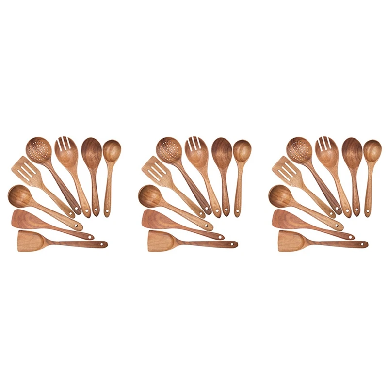 

Wooden Spoons For Cooking,Nonstick Kitchen Utensil Set,Wooden Spoons Cooking Utensil Set (Teak 24 Pack)