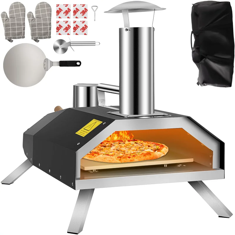 

VEVORbrand Portable Pizza Oven, 12" Pellet Pizza Oven, Stainless Steel Pizza Oven Outdoor, Wood Burning Pizza Oven with Foldable