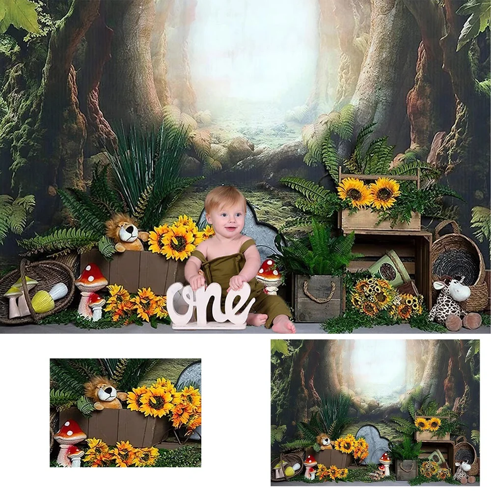

Primeval Forest Photography Background Baby Birthday Party Decoration Wallpaper Child Portrait Photoshoot Photo Studio Backdrop