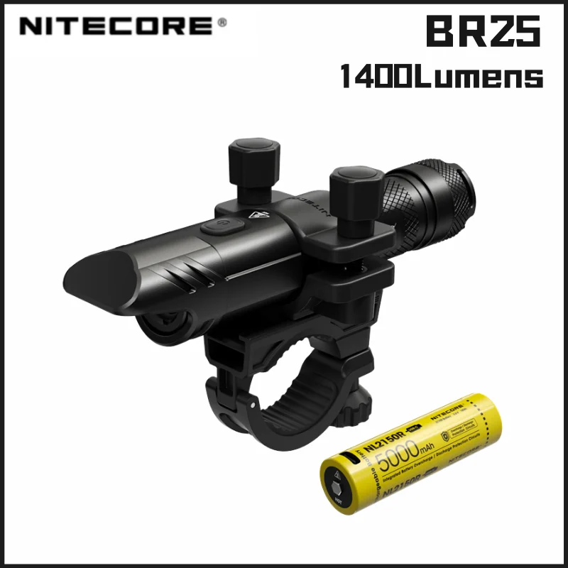 NITECORE BR25 Bicycle Light 1400LM Rechargeable Flashlight With NL2150R 5000mAh Battery Bike Front Light For Riding